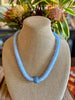 Sapphire Sky Blue with Golem Focal Bead Segmented Necklace Lei - 25"