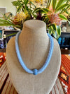 Sapphire Sky Blue with Golem Focal Bead Segmented Necklace Lei - 25"