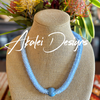 Sapphire Sky Blue with Golem Focal Bead Segmented Necklace Lei - 25"