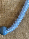 Sapphire Sky Blue with Golem Focal Bead Segmented Necklace Lei - 25"