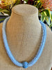 Sapphire Sky Blue with Golem Focal Bead Segmented Necklace Lei - 25"