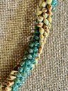 Spiral Segmented Sea Foam Green & Yellow Picasso Necklace Lei  - 26"