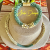 Sea Foam Green Focal and Yellow Picasso Dragon Scale Necklace Lei  & Bracelet- 24" and 7"