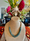 Unique Sea Foam Green Ridged Spiral "Beads as Fiber" Necklace - 24"