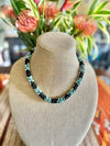 Matte Turquoise with Black Segmented Dragon Scale Necklace Lei  -21"