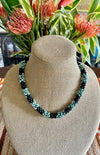 Matte Turquoise with Black Segmented Dragon Scale Necklace Lei  -21"