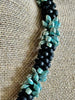 Matte Turquoise with Black Segmented Dragon Scale Necklace Lei  -21"