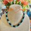 Turquoise with Black Segmented Dragon Scale Necklace Lei  -21"