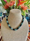 Turquoise with Black Segmented Dragon Scale Necklace Lei  -21"