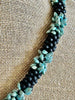 Turquoise with Black Segmented Dragon Scale Necklace Lei  -21"