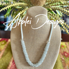 Beaded Silver White Crystal Edo Glass Blended Necklace Lei - 29"