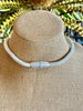 Beaded Silver White Crystal Edo Glass Blended Necklace Lei - 29"