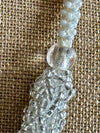 Beaded Silver White Crystal Edo Glass Blended Necklace Lei - 29"