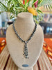 Black and Silver "Squiggle Pendant" Kumihimo Necklace Lei - 21"