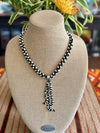 Black and Silver "Squiggle Pendant" Kumihimo Necklace Lei - 21"