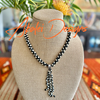 Black and Silver "Squiggle Pendant" Kumihimo Necklace Lei - 21"