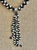 Black and Silver "Squiggle Pendant" Kumihimo Necklace Lei - 21"