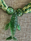 Humpback Whale Green Focal Bead Necklace  - 34"