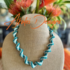 Sky Blue, Teal and Metallic Silver Fiber Necklace Lei or Hat Band- 21"