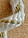 Silk Fiber with Metallic Kumihimo Necklace Lei- White & Gold Metallic Fiber 25""