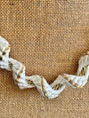 Silk Fiber with Metallic Kumihimo Necklace Lei- White & Gold Metallic Fiber 25""