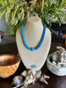 Blue Hawaiian Beaded Necklace Lei - Lamp Work Ocean Bead (26")