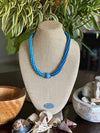 Blue Hawaiian Beaded Necklace Lei - Lamp Work Ocean Bead (26")